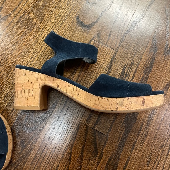 Splendid Thatcher Heel Womens Sandal Platform Navy Cork Bottom Size 10 - Picture 3 of 4